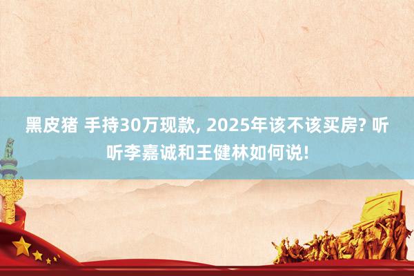 黑皮猪 手持30万现款， 2025年该不该买房? 听听李嘉诚和王健林如何说!