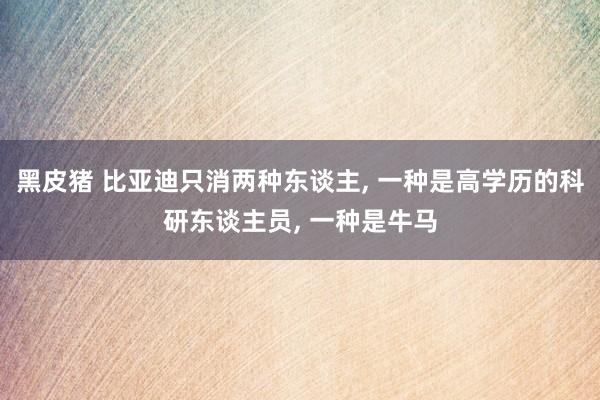 黑皮猪 比亚迪只消两种东谈主， 一种是高学历的科研东谈主员， 一种是牛马