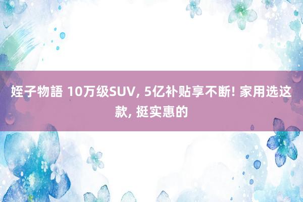 姪子物語 10万级SUV， 5亿补贴享不断! 家用选这款， 挺实惠的